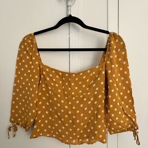 Reformation Mustard Polka Dot Blouse